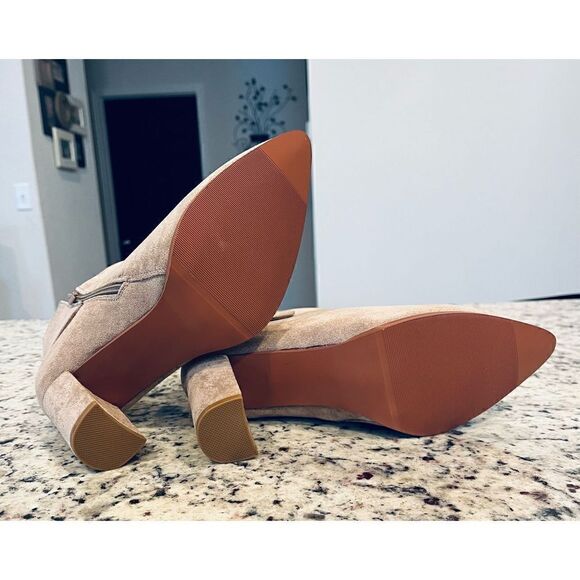 Hawkwell Women's Pointed Toe Side Zipper Slip on Chunky Heel Booties - Picture 5 of 6